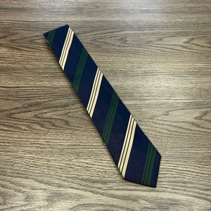C Navy w/ Green & Ecru Stripe Silk Tie